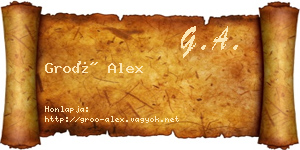 Groó Alex névjegykártya